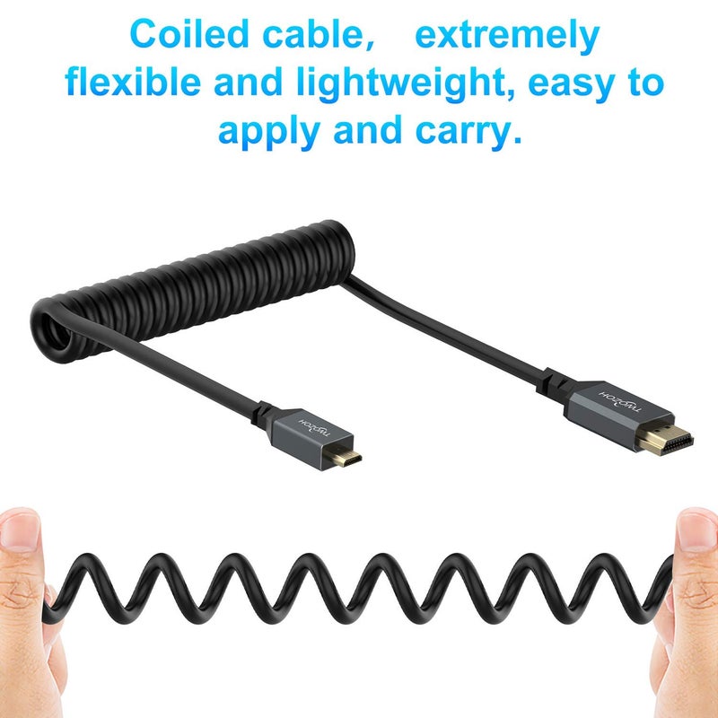 Twozoh كابل ميكرو HDMI إلى HDMI ملفوف، كابل ميكرو HDMI إلى HDMI كامل يدعم HDMI 2.0، 3D 4K UHD، 1080p (يمتد حتى 1.5م) - Image 2